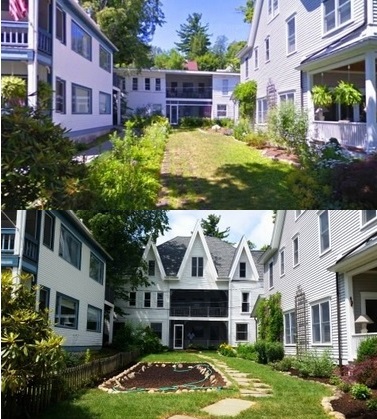 Before and after: Property grounds restoration — overgrown lot to landscaped property by Skoda Construction