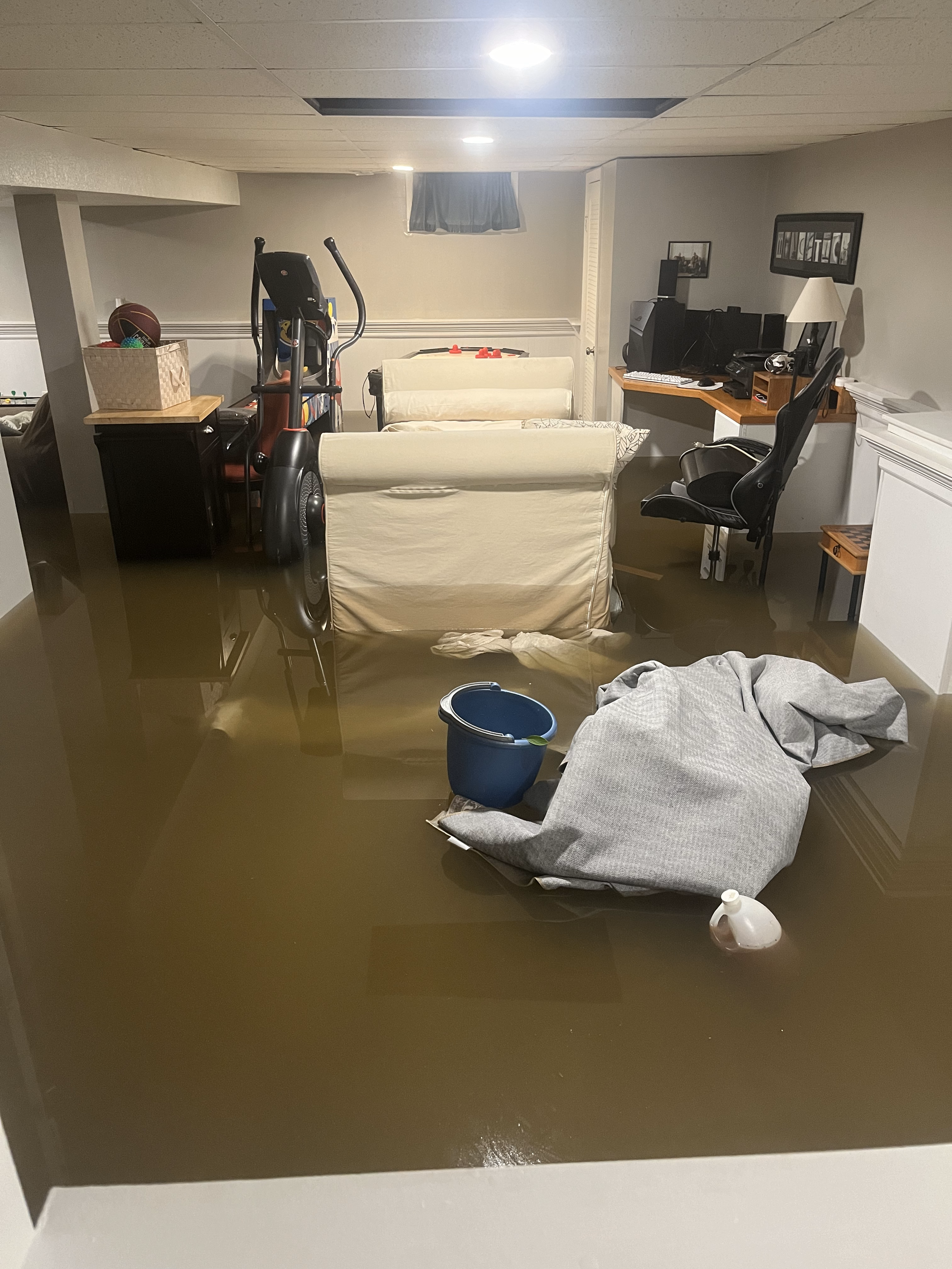 Basement Flood — Water damage restoration — full basement recovery